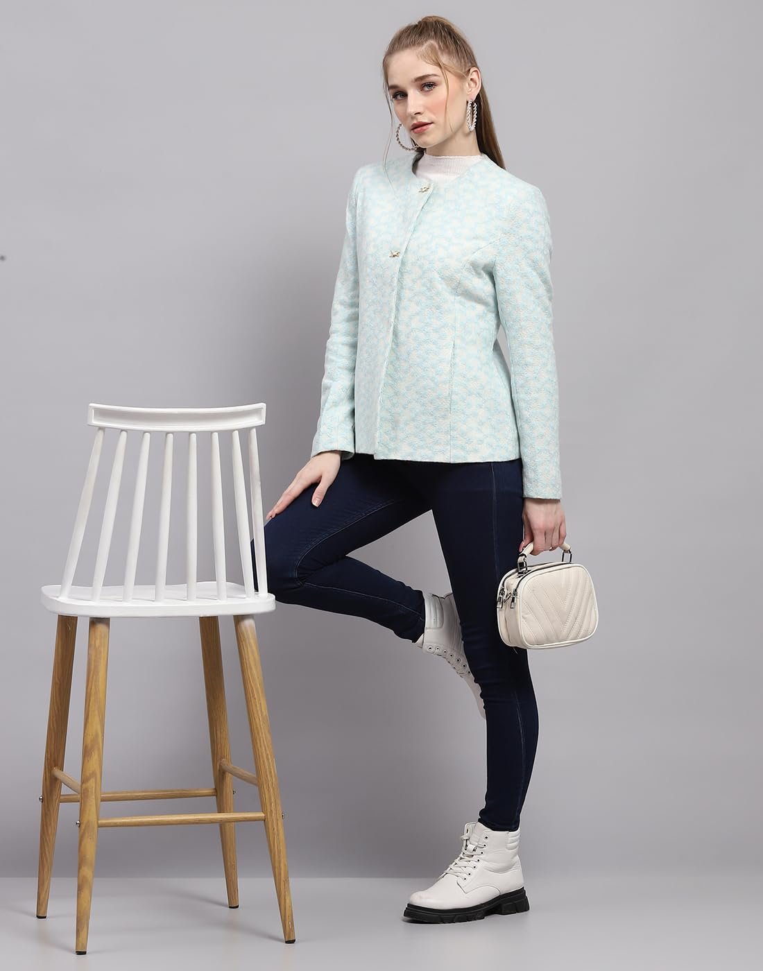 Monte Carlo Womens Embroidered Round Neck Full Sleeve Coat (224067306) - Image 5