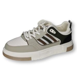 Casual Athletic Sneakers, High-Top Sports Shoes, Grey and White with Striped Design (Grey & White, UK Footwear Size System, Adult, Men, Numeric, Medium, 6)