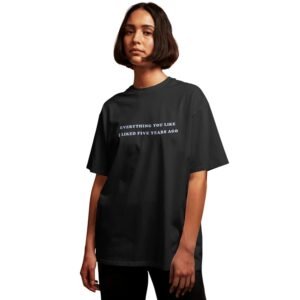 Funny Quote Black Oversized T-Shirt for Women – Baggy Fit Drop Shoulder 100% Cotton T-Shirt