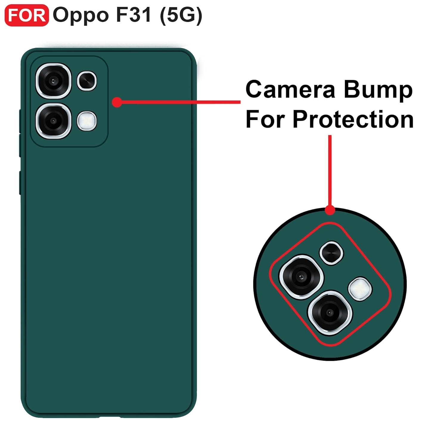 CEDO Oppo F31 (5G) Back Cover | Camera Bump Protection & Inner Velvet Fabric Lining | Ultra Slim Matte Soft Rubberised Case Cover (Green) - Image 3