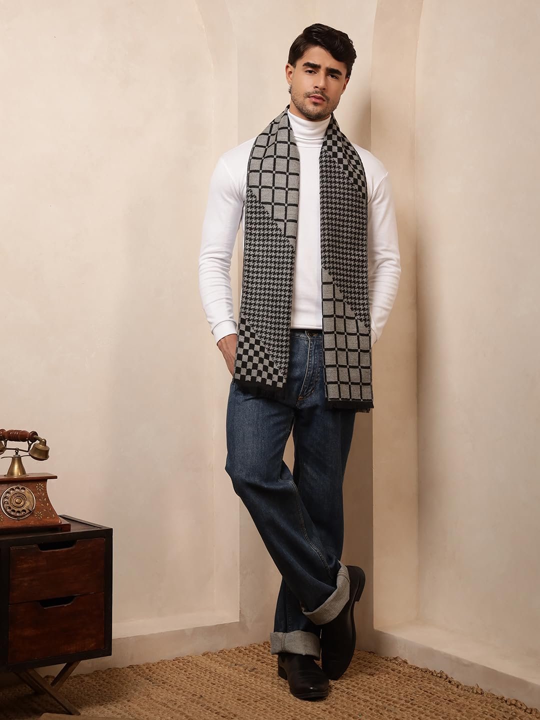 Ravaiyaa - Attitude is everything Men's Reversible Stripe Pattern Winter Wool Scarf, Muffler 72"x12" Inch - Image 5