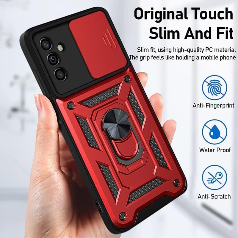 Helix Hard Case Robotic Sliding Camera Window Shockproof Ring Case, Heavy Duty Bumper Case with Kickstand for iQOO Z10x 5G / Vivo T4x 5G / Vivo Y29 4G - Red - Image 5
