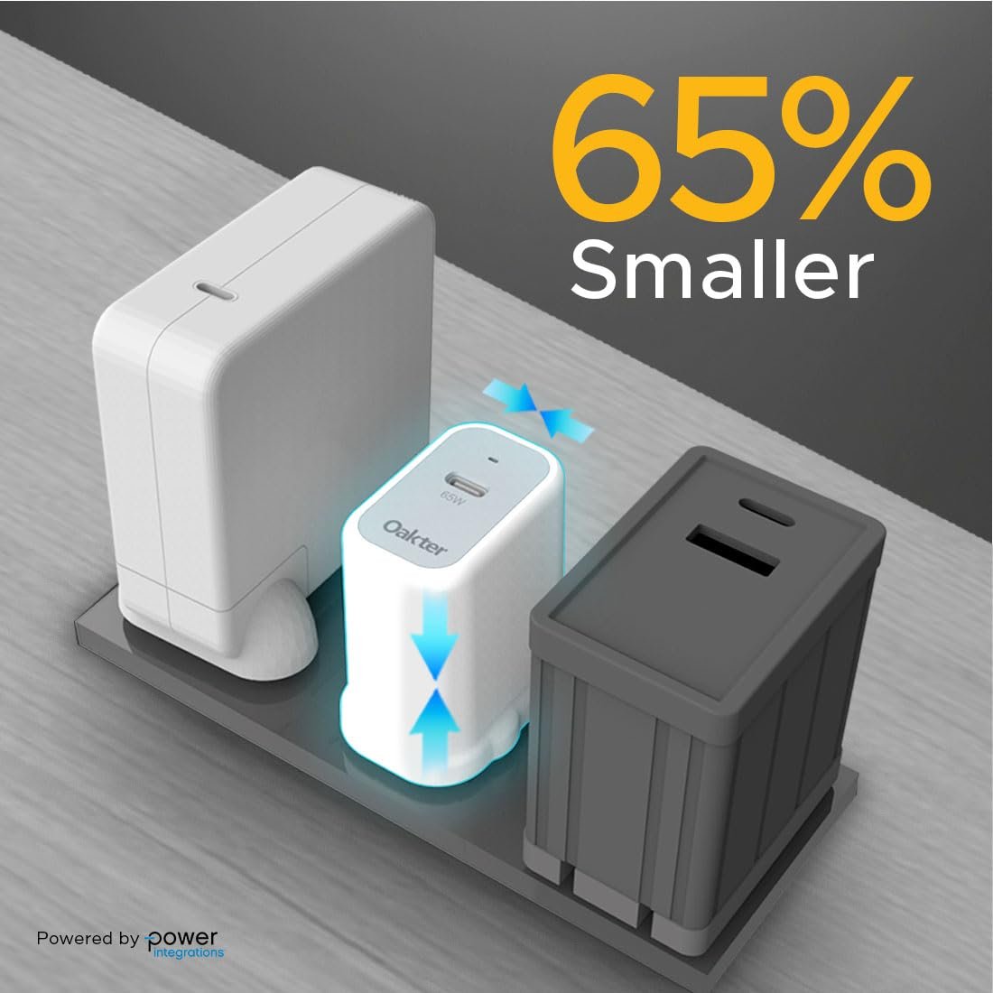 Oakter 65W Fast Charger | Type-C Fast Charging Adapter for Laptop, Mobile, MacBook, iPhone 15 & Newer, iPad, Samsung | White | 3- Pin Plug (Adapter) - Image 10