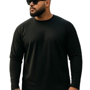 Veirdo® Pure Cotton Regular Fit Solid Core Plus Size Plus Size Full Sleeve T-Shirt for Men (Sizes: 2XL to 5XL)