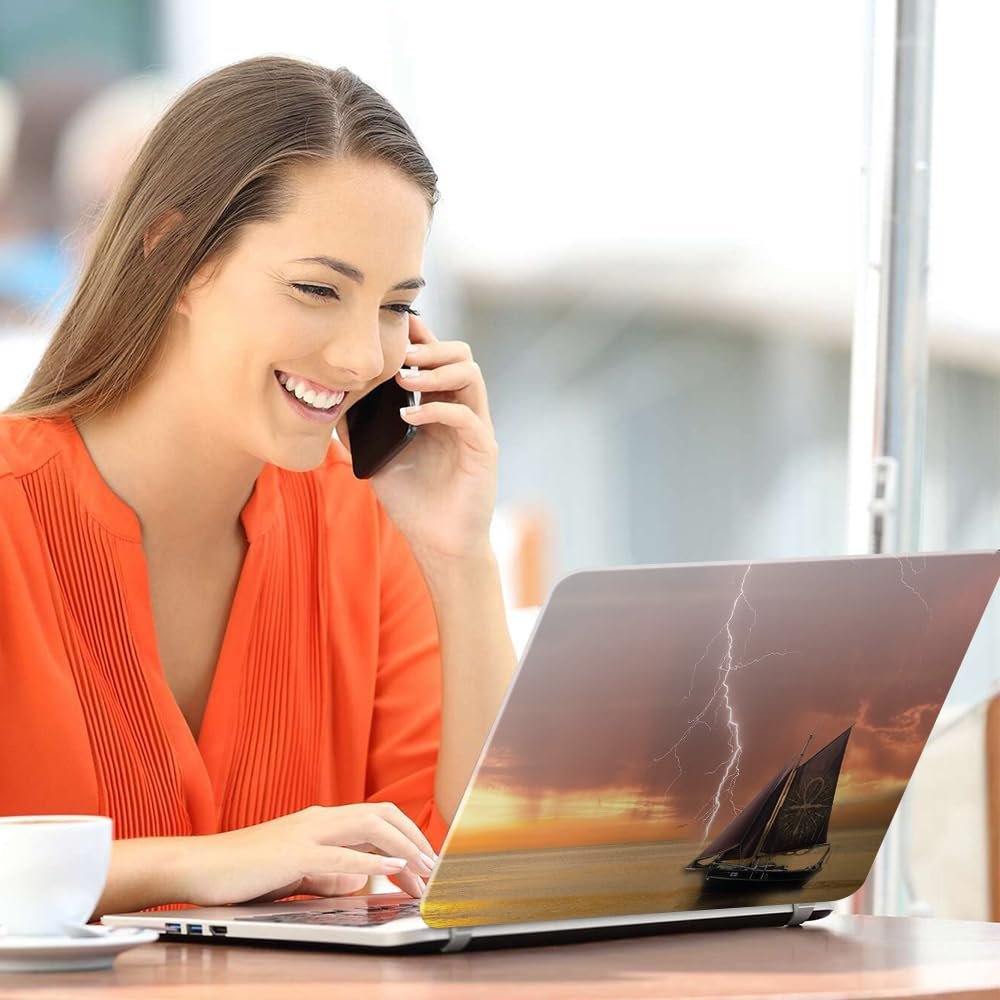 Boat in Storm Top+Wrist Pad Vinyl Laptop Skin/Sticker/Cover Upto 15.6 Inches Laptops Laminated-Removable-HD Quality Compatible for Hp-Dell-Sony-Lenovo-Asus etc.(15x10 Inches) - Image 4