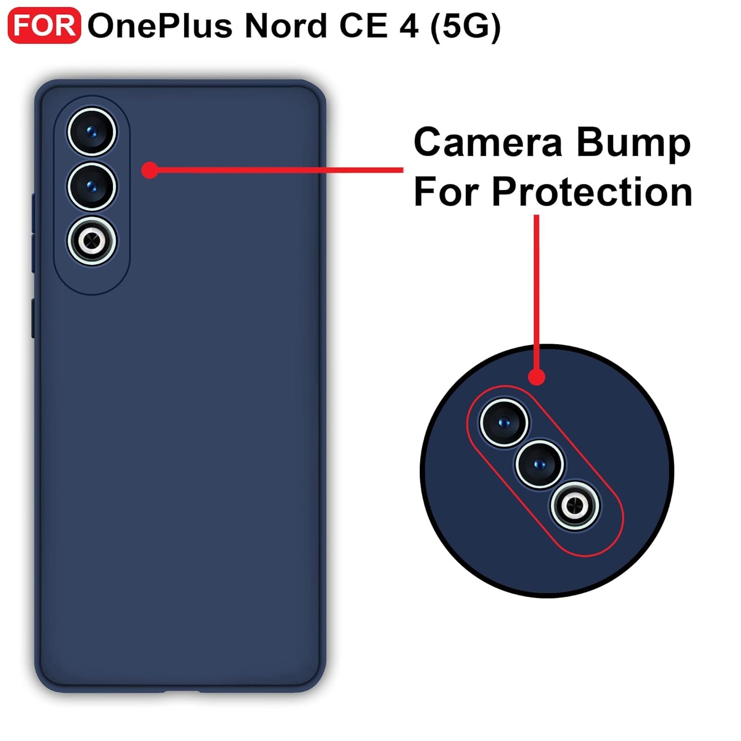 CEDO OnePlus Nord CE4 / CE 4 (5G) Back Cover | Camera Bump Protection & Inner Velvet Fabric Lining | Ultra Slim Matte Soft Rubberised Case Cover (Blue) - Image 3