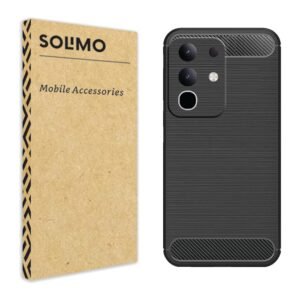 Amazon Brand – Solimo Vivo T4X 5G Back Cover | Back Case for Vivo T4X 5G | Carbon Fibre Rugged Armour (Black)