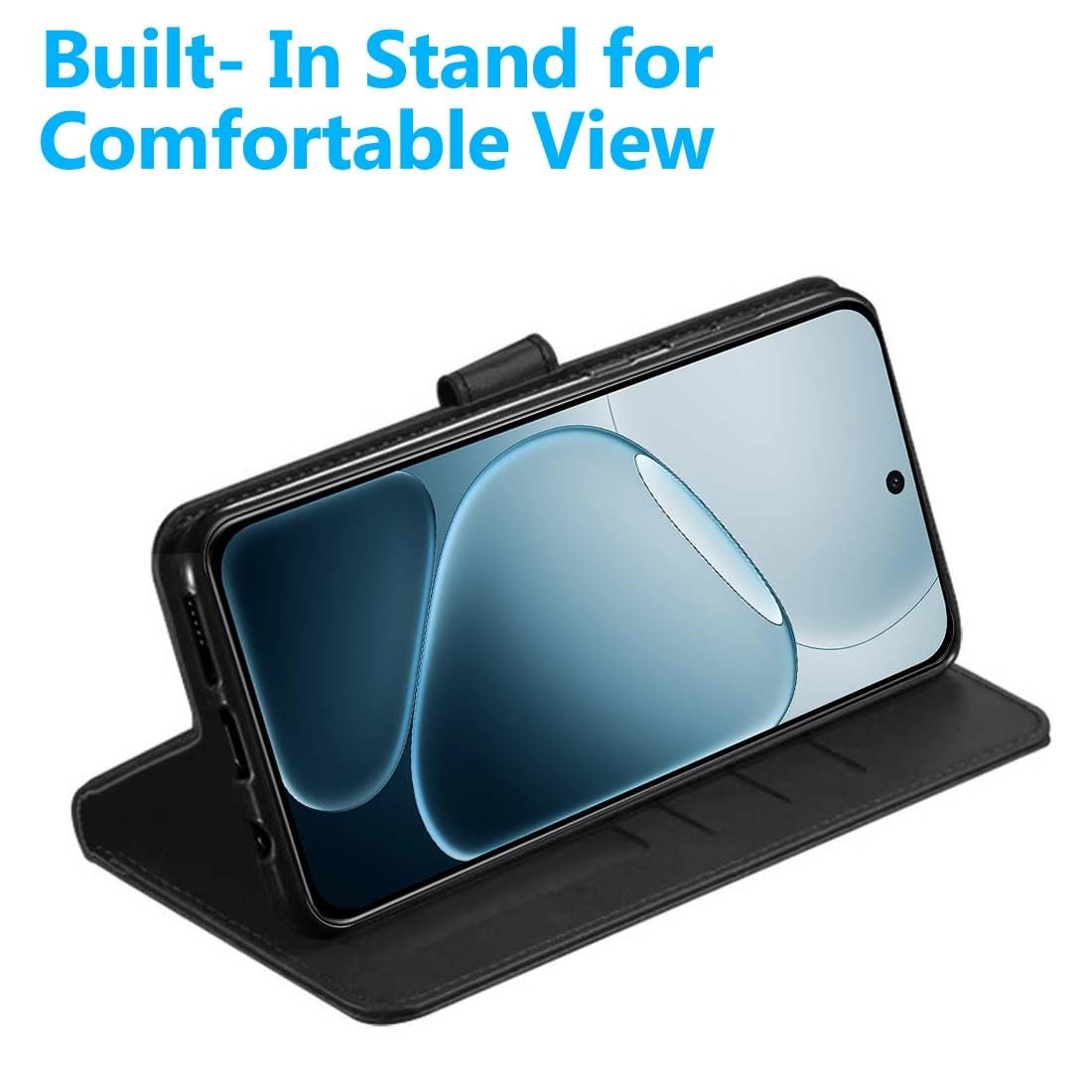 Fashionury Flip Back Case for Oppo F31 Pro 5G | Genuine Leather Finish | Designer Button | Inbuilt Pockets & Stand | Flip Cover Back Case for Oppo F31 Pro 5G (Black) - Image 5