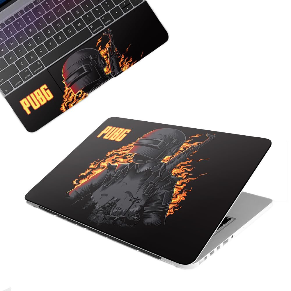 PUBG Laptop Top+Wrist Pad Vinyl Laptop Skin/Sticker/Cover Upto 15.6 Inches Laptops Laminated-Removable-HD Quality Compatible for Hp-Dell-Sony-Lenovo-Asus etc.(15x10 Inches)