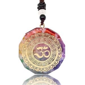 Om Pendant for Men, Seven Colors Necklaces, Spiritual Necklace, Ideal for Meditation, Yoga and Energy Protection, Lightweight Design for Men or Woman