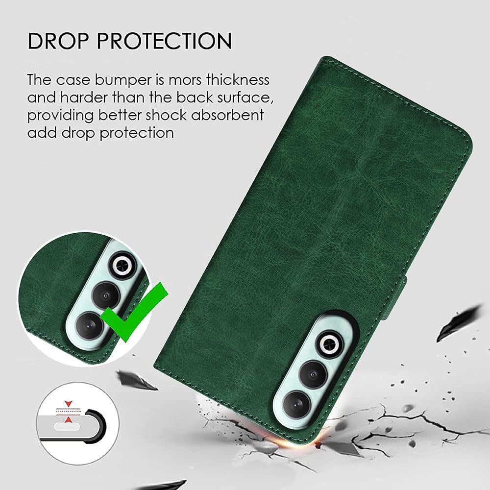 Flip Cover Back Case for OnePlus Nord CE4 5G | Premium Leather Finish | Inbuilt Pockets & Stand | Flip Cover Back Case for OnePlus Nord CE4 5G (Green) - Image 3