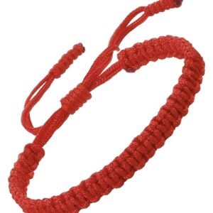 Handmade Flat Knot Lucky Red String Bracelet – Rope Bracelets for Men & Women, ，Adjustable Unisex Design, Meaningful Couple Gift with Minimalist Style