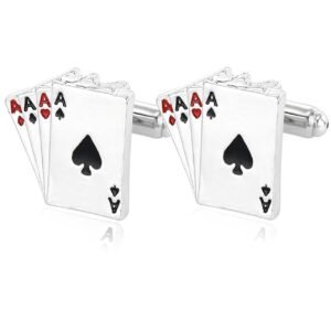 2pcs Cufflinks for Men Formal, Poker Card Design Shirt Buttons for Men Stylish Gentleman, Business and Wedding Accessory Cufflinks Set for Men, Premium Material Gifts for Poker Enthusiast