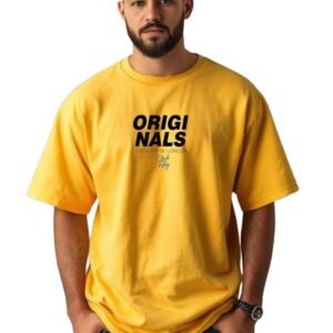 Originals London Yellow Cotton T-Shirt, Oversized Fit, Casual Wear