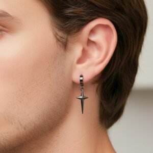 THE MEN THING STARLIGHT BLACK – Titanium Steel Hoop Earrings for Men & Boys