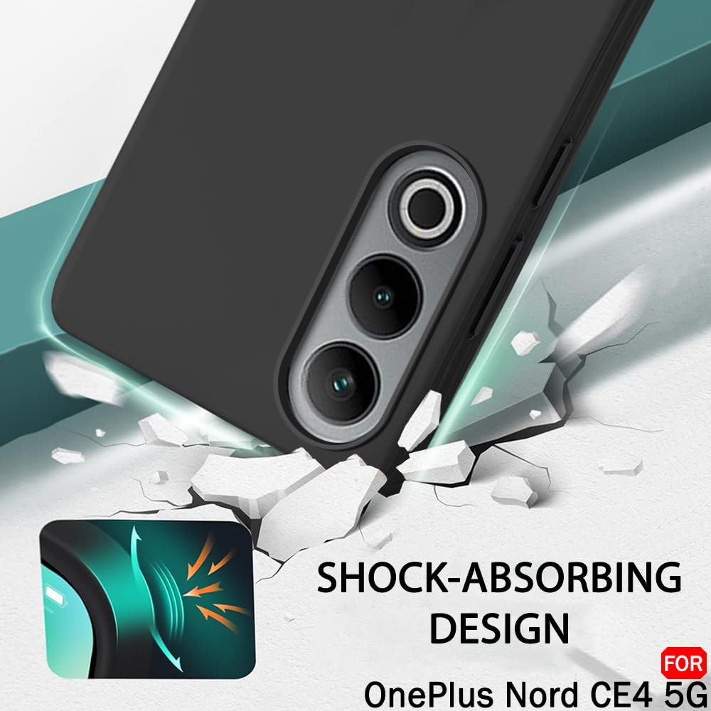TheGiftKart Liquid Silicone Back Cover Case for OnePlus Nord CE 4 5G | Soft Micro-Fibre Lining Inside | Camera Protection Bump | Shockproof Back Cover Case for OnePlus Nord CE4 5G (Silicone, Black) - Image 5