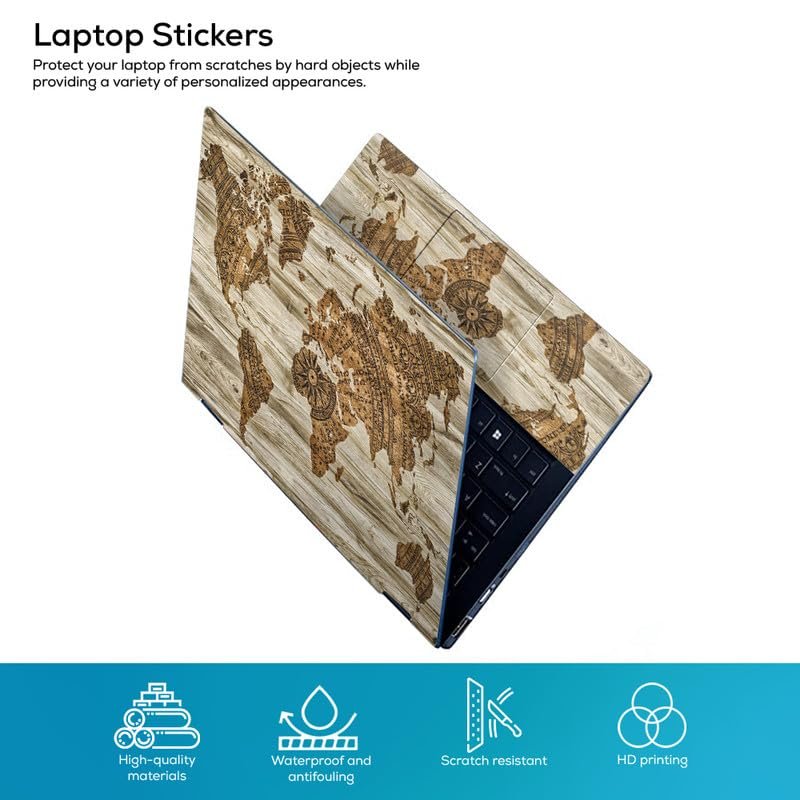 World Map D14 Full Vinyl Laptop Skin/Sticker/Cover for 15 to 15.6 Inches Laptops Laminated-Removable-HD Quality Compatible for Hp-Dell-Sony-Lenovo-Asus etc.(15x10 Inches) - Image 2