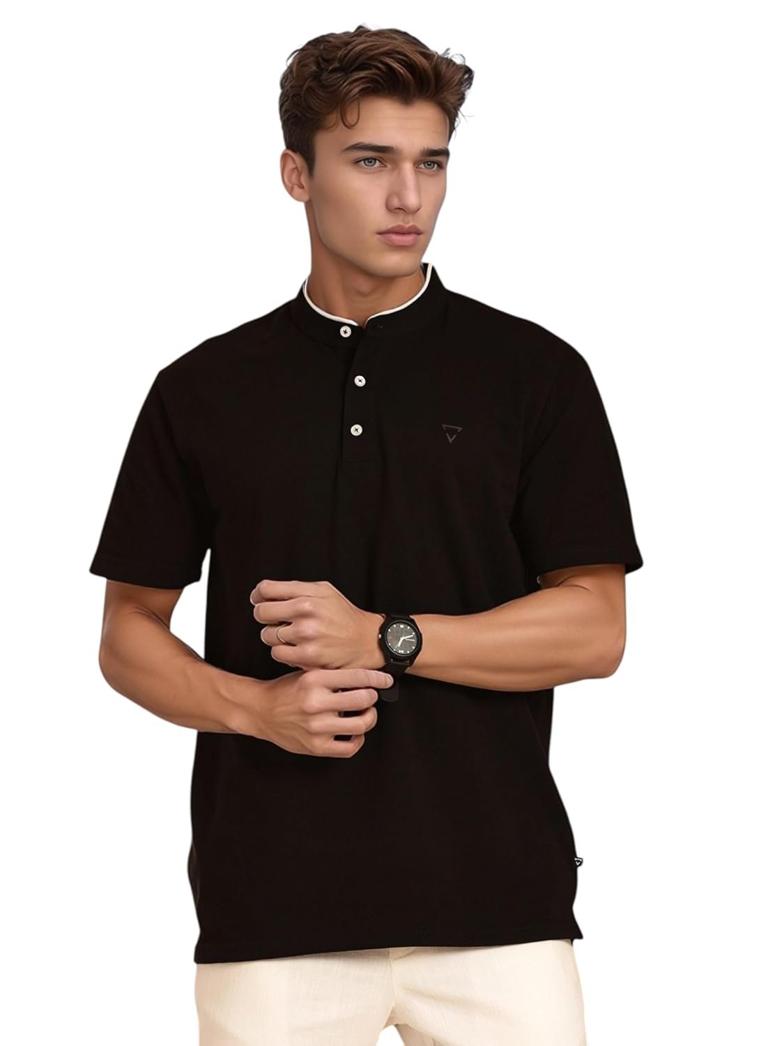 Thomas Scott Men's | Regular Fit | Short Sleeves | Mandarin Collar | Knitted Fabric | T-Shirt | for Men