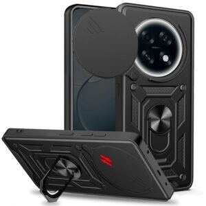 Tough Armor Oppo F31 Pro Plus 5G Bumper Back Case Cover | Ring Holder & Sliding Camera Shield Cover | 360 Degree Protection Back Case Cover for Oppo F31 Pro Plus 5G (Black)