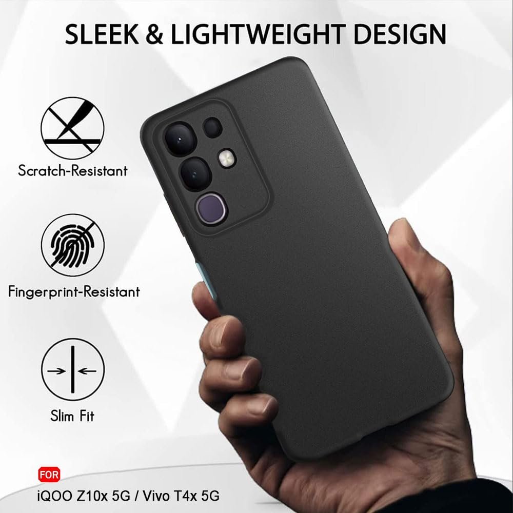 TheGiftKart Sleek Back Cover Case for iQOO Z10x 5G / Vivo T4x 5G | Slim Fit Protective Design | Ultra Matte Finish | Camera Protection Bump | Soft Silicon Back Cover Case (Silicone, Black) - Image 5