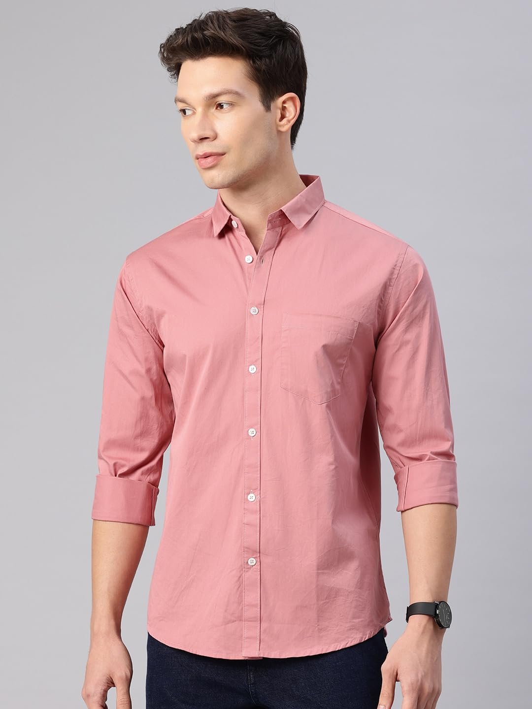 Majestic Man Men's Cotton Slim Fit Solid Casual Shirt - Image 2