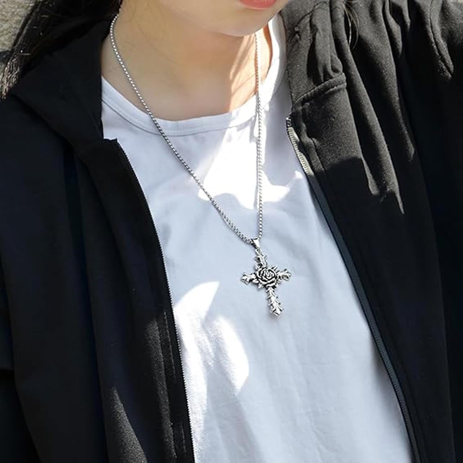 2 Pieces Cross Chain for Men, Holy Cross Jesus Chain for Men, Christian Chains for Man, Fashion Gift for Husband, Boyfriend, Anniversary (Silvery) - Image 6