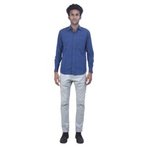 Tribes India Handmade Mens’ Cotton Navy Blue Full Length Shirt (1STXMENMP01276-9)