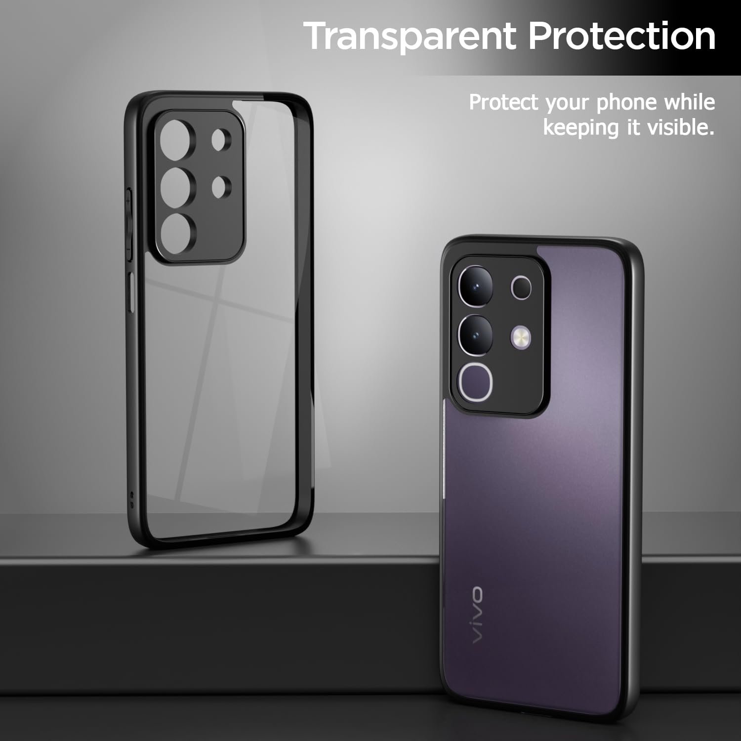 Amazon basics TPU+PC Back Cover for Vivo T4X 5G / Iqoo Z10X 5G | Shockproof Sleek Hybrid Armor Bumper Case (Black) - Image 3