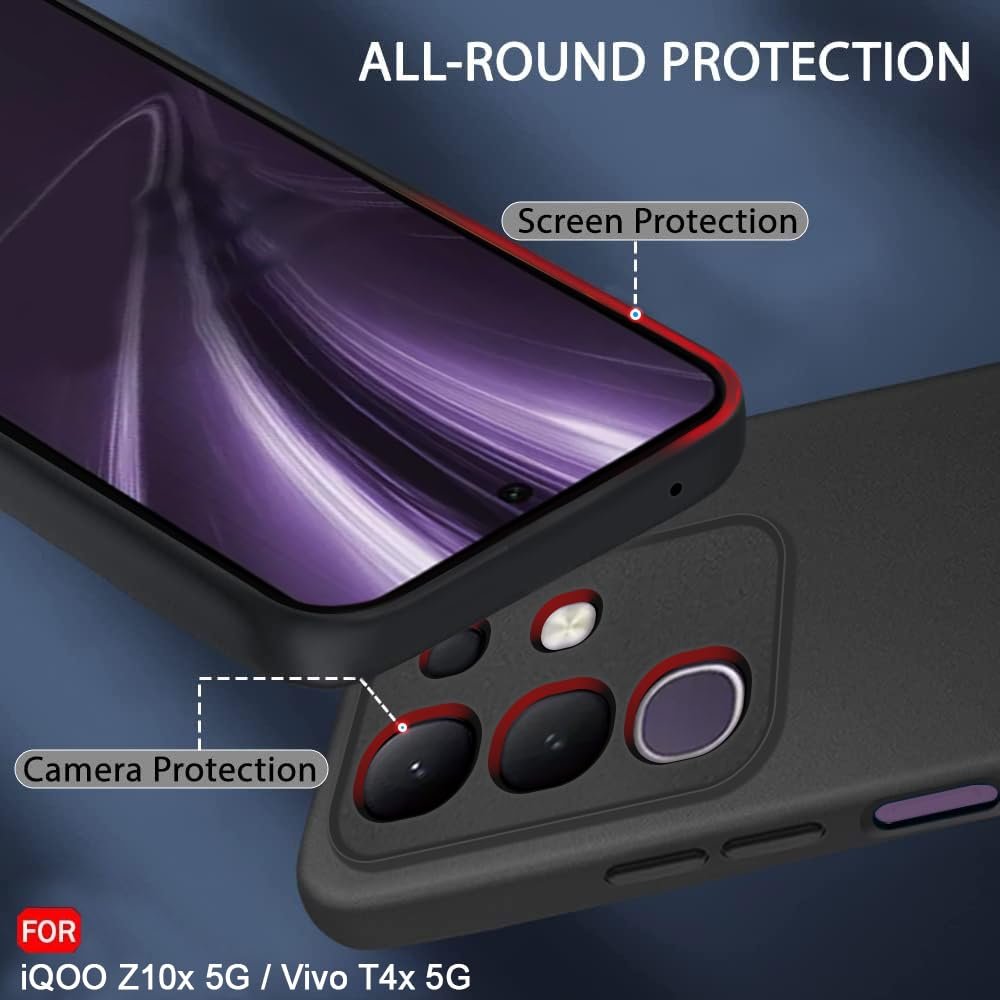 TheGiftKart Sleek Back Cover Case for iQOO Z10x 5G / Vivo T4x 5G | Slim Fit Protective Design | Ultra Matte Finish | Camera Protection Bump | Soft Silicon Back Cover Case (Silicone, Black) - Image 3