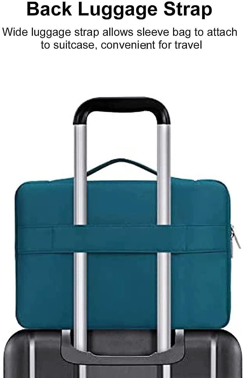 MOCA 360 Protective Laptop Sleeve Compatible for Laptops MacBook Pro 16 inches, 15 15.4 15.6 inches Dell HP ASUS Acer Samsung Sony Chromebook, Polyester Bag with Trolley Belt (Deep Teal, 16 inches) - Image 4