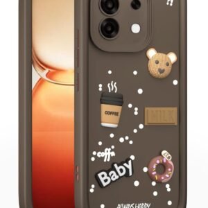 AeoFit Silicone Back Cover for Oppo F31 5G | Cute Fun 3D Cartoon, Coffee Design Silicone Case | Full Body Protection Bumper Case (Brown)