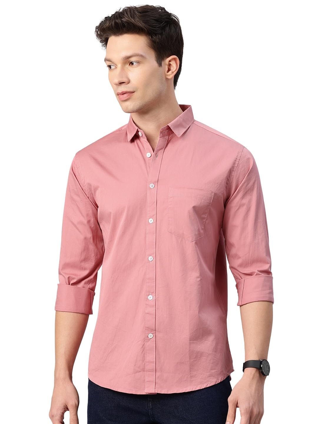 Majestic Man Men's Cotton Slim Fit Solid Casual Shirt