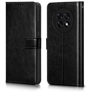 WOW IMAGINE Shock Proof Flip Cover Back Case Cover for Oppo F31 Pro Plus 5G (Flexible | Leather Finish | Card Pockets Wallet & Stand | Black)
