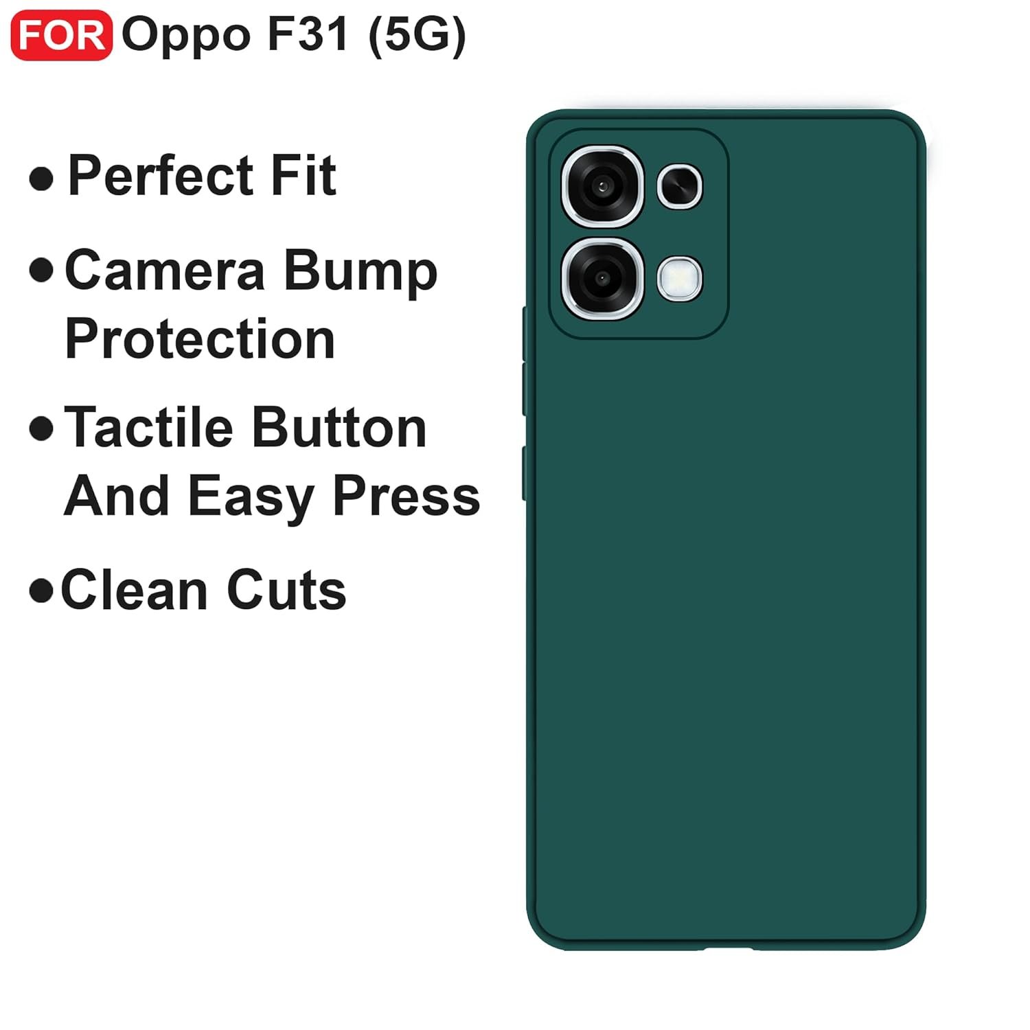 CEDO Oppo F31 (5G) Back Cover | Camera Bump Protection & Inner Velvet Fabric Lining | Ultra Slim Matte Soft Rubberised Case Cover (Green) - Image 6