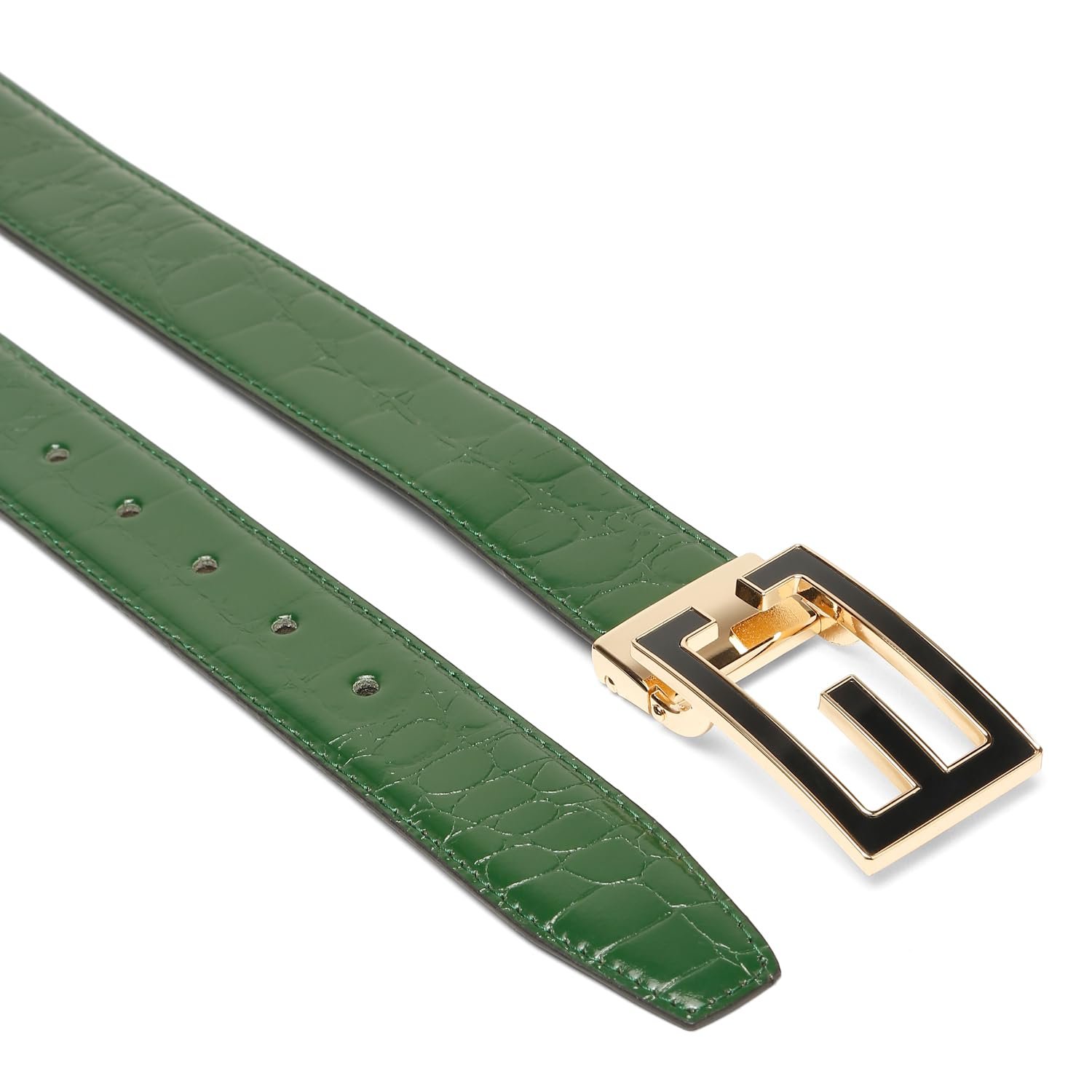 Genuine Leather Brown Belt for Men – Premium Textured Dress Belt with Gold Geometric Buckle – Adjustable Fit up to 42 Inches – Formal & Casual Wear - Image 9