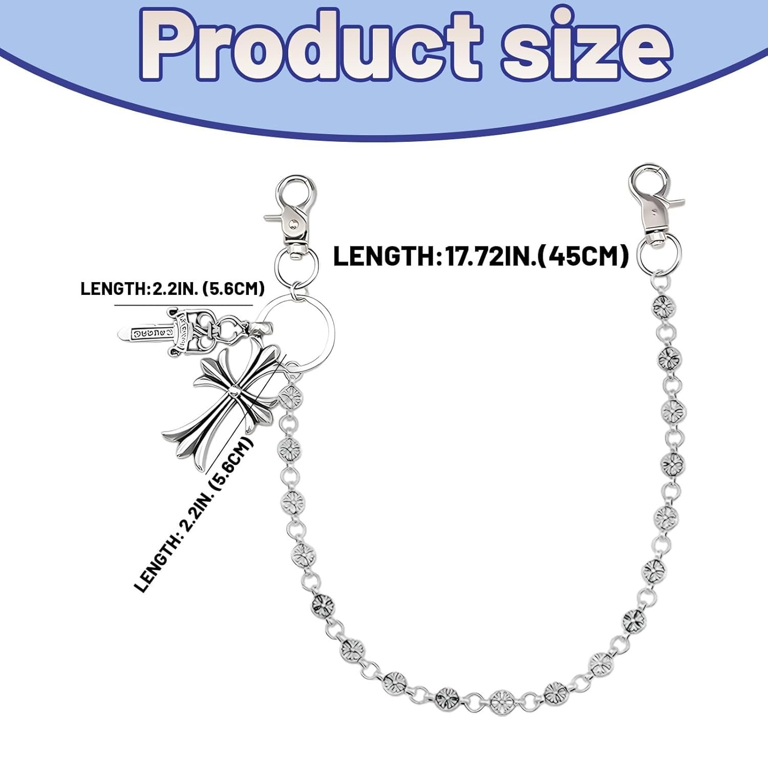 Waist Chain, Stylish Waist Chains for Men and Women, 45cm Silver Trouser Chain with Lobster Clasp, Punk Wallet Chains for Bikers and Motorcycle Riders, Perfect for Dating - Image 2