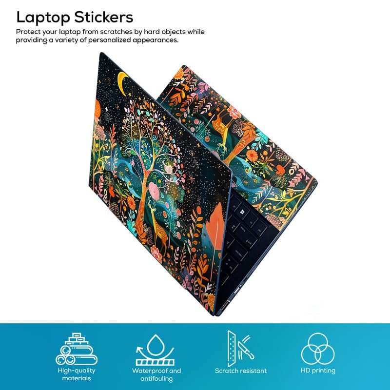 Floral F41 Top+Wrist Pad Vinyl Laptop Skin/Sticker/Cover for 14 Inches Laptops Laminated-Removable-HD Quality Compatible for Hp-Dell-Sony-Lenovo-Asus etc.(13.8x9.6 Inches) - Image 2