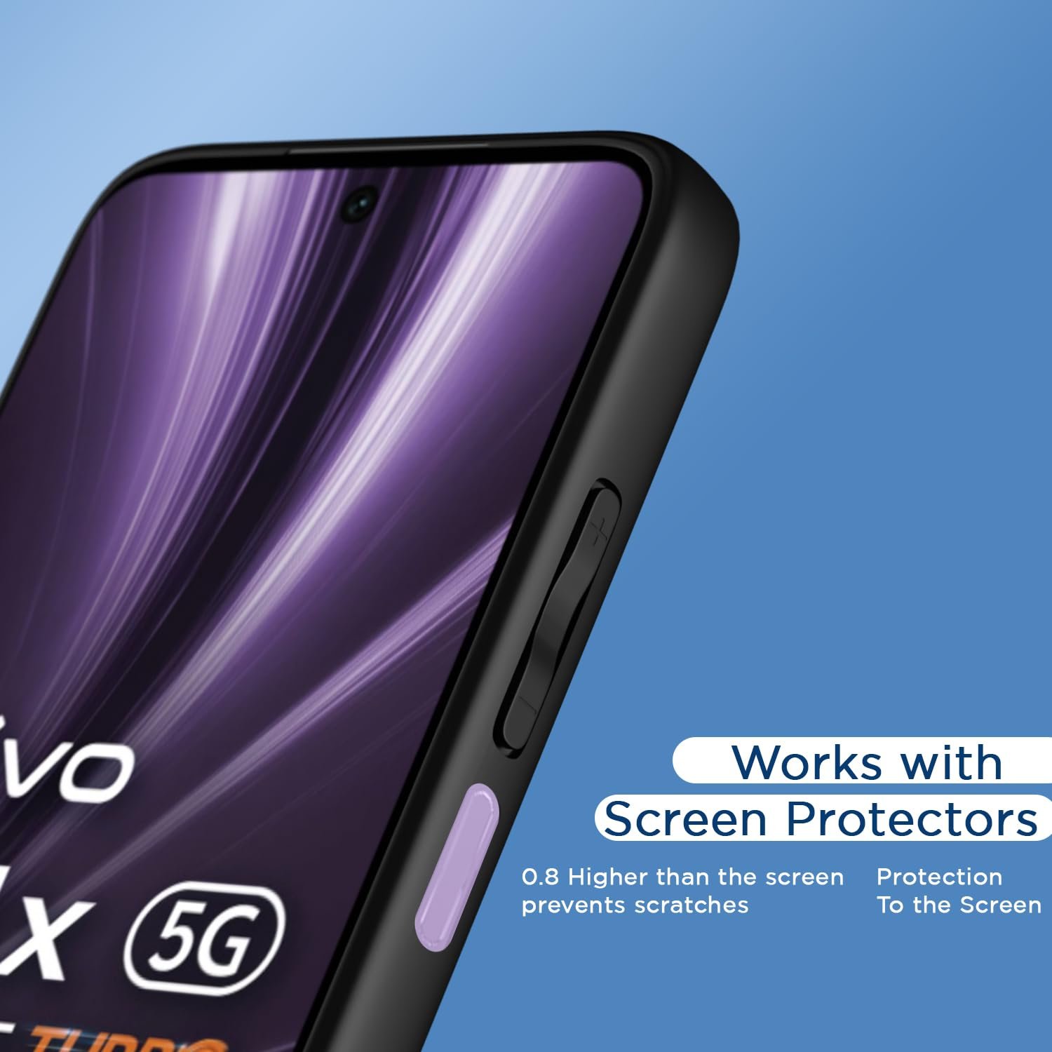 Amazon basics TPU+PC Back Cover for Vivo T4X 5G / Iqoo Z10X 5G | Shockproof Sleek Hybrid Armor Bumper Case (Black) - Image 7