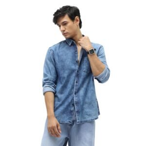 Urbano Fashion Men’s Regular Fit Full Sleeve Washed Denim Shirt