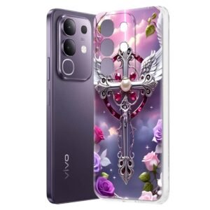 Fashionury Back Cover for Vivo T4x 5G Designer, Printed,Transparent,Flexible, Silicon -D1174