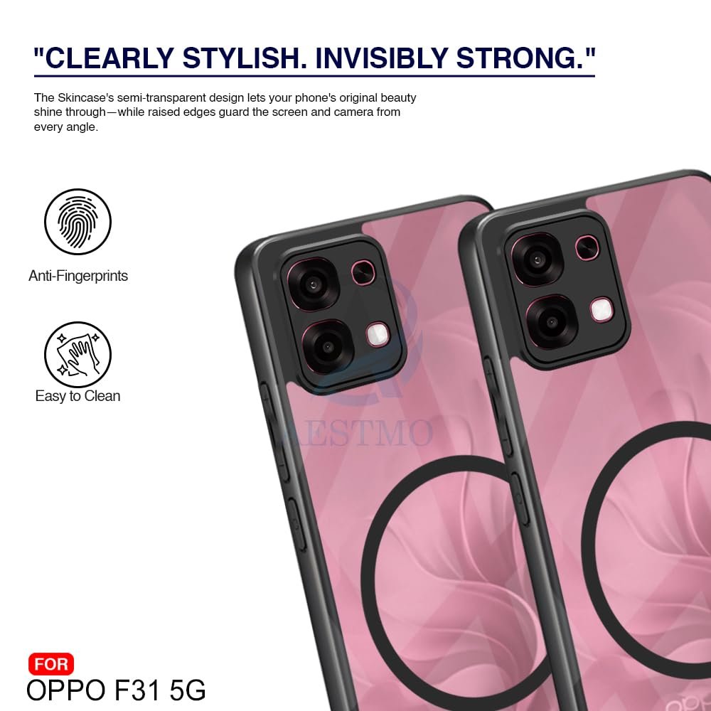 Oppo F31 5G Back Cover | 360° Protection | Crystal Clear Hard Back Transparent | Compatible with MagSafe Accessories (PC+TPU, Black Bumper) - Image 7