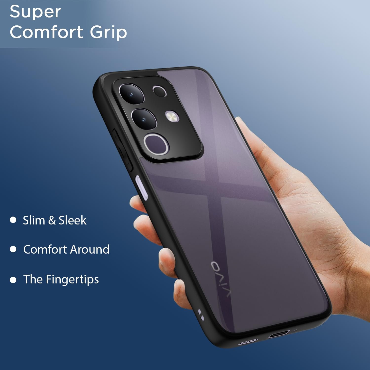 Amazon basics TPU+PC Back Cover for Vivo T4X 5G / Iqoo Z10X 5G | Shockproof Sleek Hybrid Armor Bumper Case (Black) - Image 6