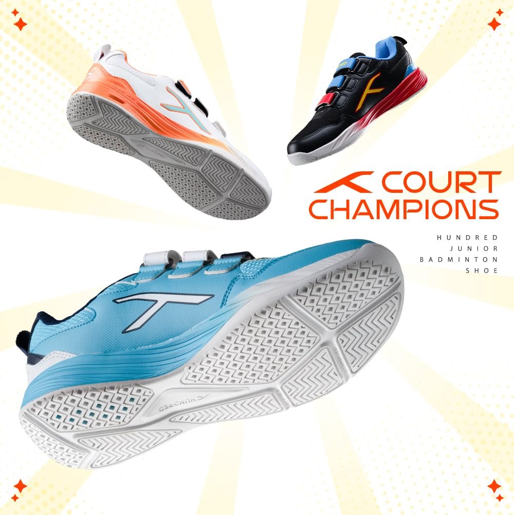 Hundred Court Champions Unisex Non-Marking Court Shoes | Badminton, Pickleball, Table Tennis & Other Indoor Sports | Lightweight, Cushioned Grip - Image 7