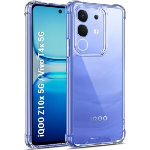 TheGiftKart Crystal Clear Back Cover Case for iQOO Z10x 5G / Vivo T4x 5G | 360 Degree Protection | Shock Proof Design | Transparent Back Cover for iQOO Z10x / Vivo T4x (PC & TPU, Transparent Bumper)