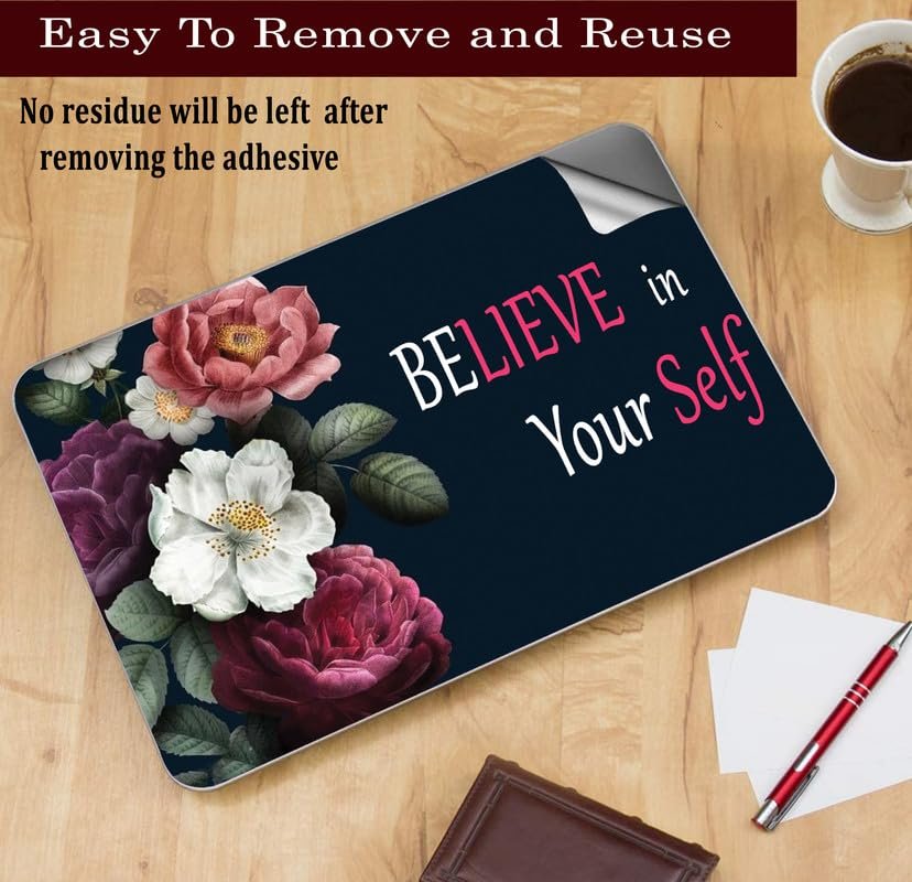 Floral-D11 Top+Wrist Pad Vinyl Laptop Skin/Sticker/Cover for 13 to 13.3 Inches Laptops Laminated-Removable-HD Quality Compatible for Hp-Dell-Sony-Lenovo-Asus etc.(13x9.2 Inches) - Image 4