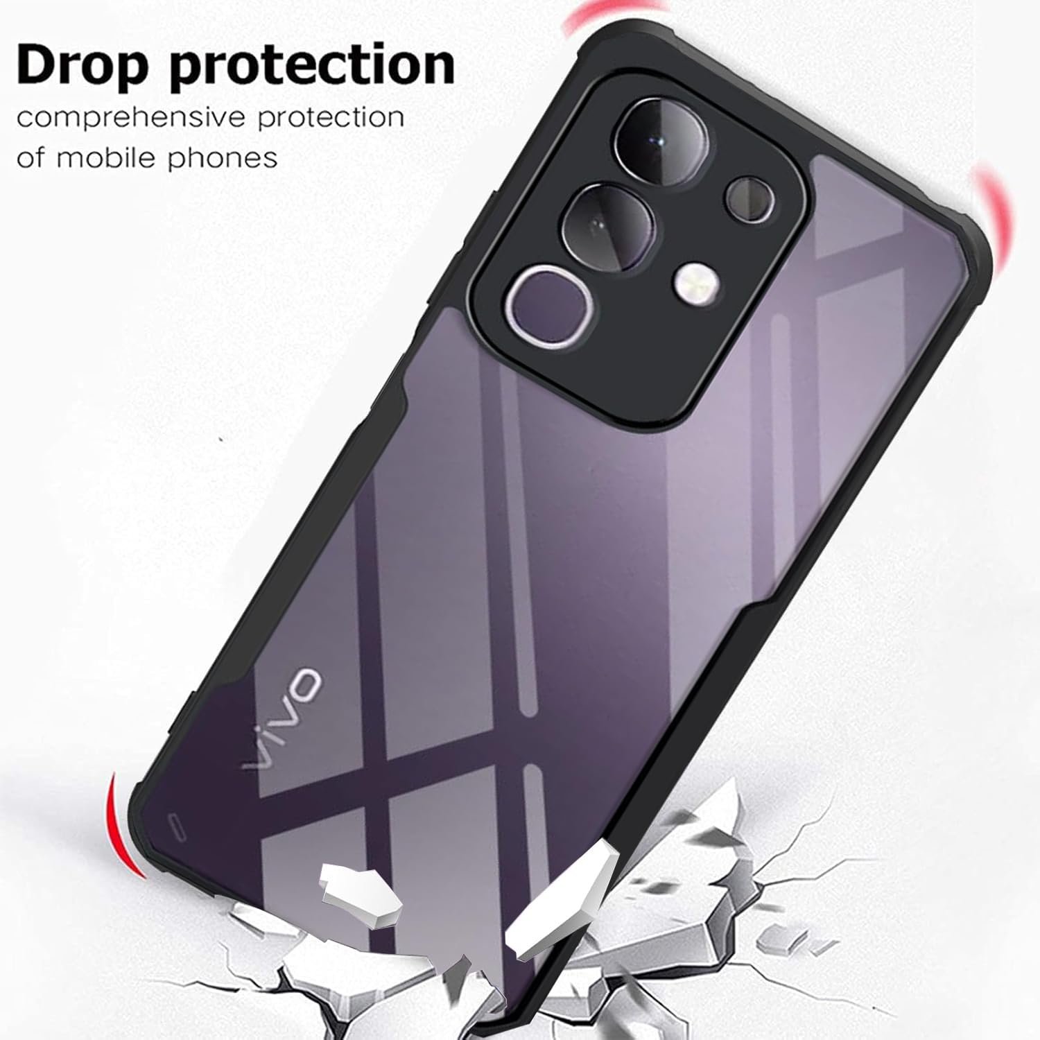 SHINESTAR iQOO Z10x 5G / Vivo T4X 5G Back Cover Case | Ultra Thin 360 Degree Protection Crystal Clear Tranparent Bumper Back Cover Case for iQOO Z10x 5G / Vivo T4X 5G- Black - Image 5