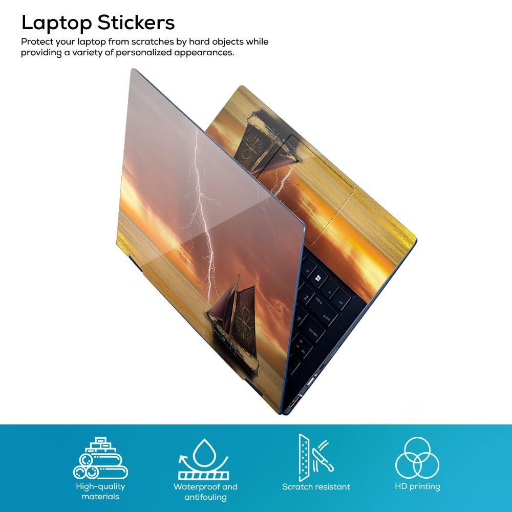 Boat in Storm Top+Wrist Pad Vinyl Laptop Skin/Sticker/Cover Upto 15.6 Inches Laptops Laminated-Removable-HD Quality Compatible for Hp-Dell-Sony-Lenovo-Asus etc.(15x10 Inches) - Image 2