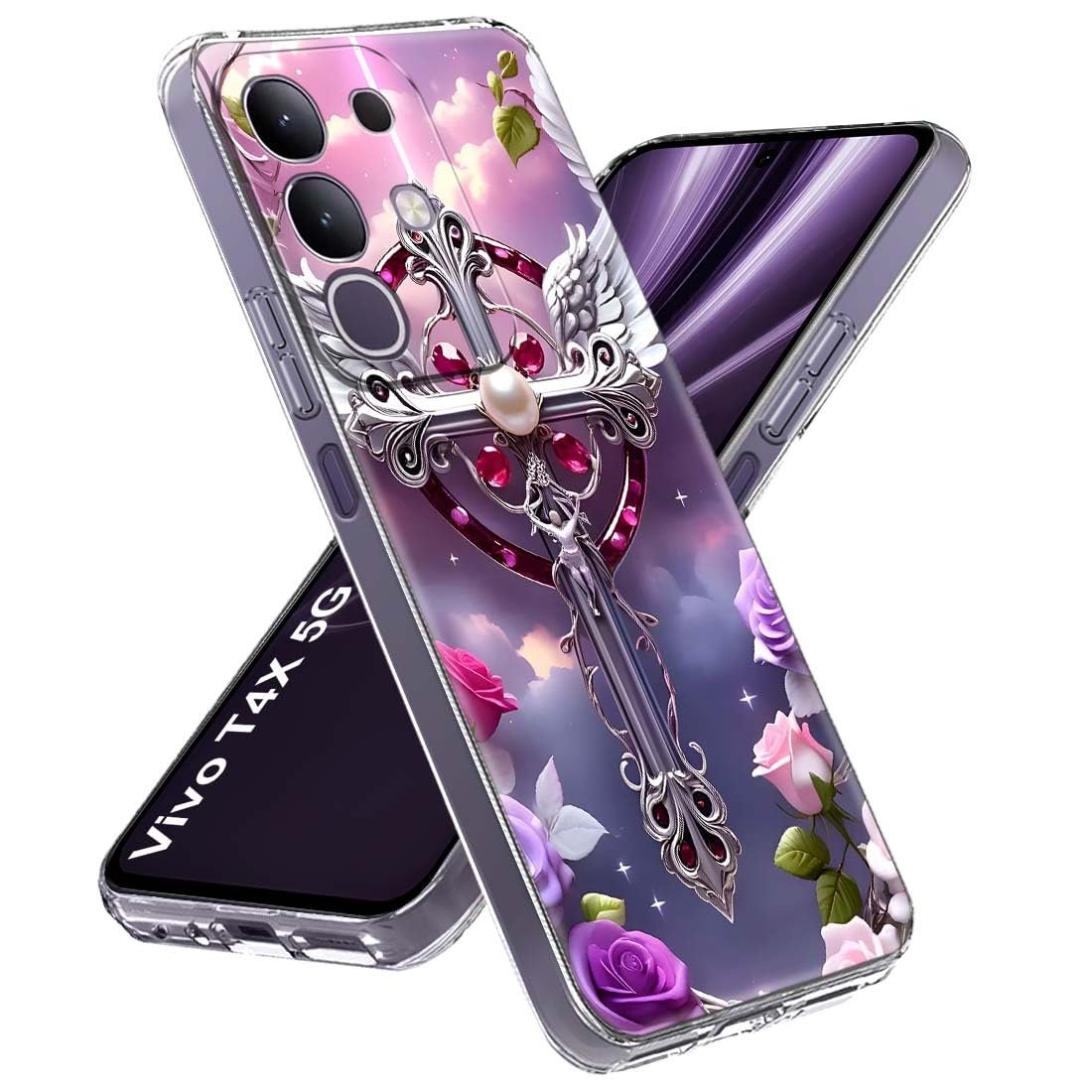 Fashionury Back Cover for Vivo T4x 5G Designer, Printed,Transparent,Flexible, Silicon -D1174 - Image 2
