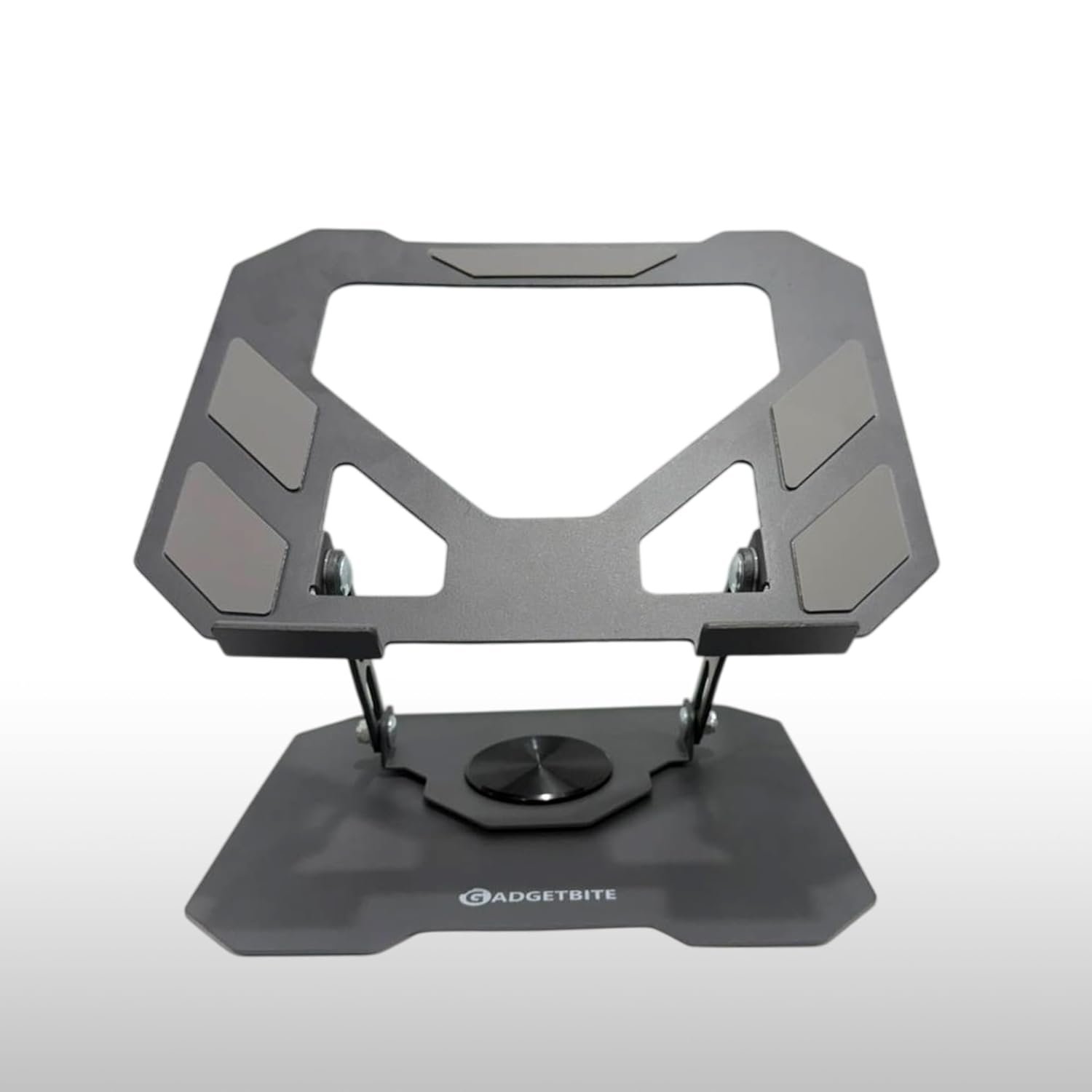GadgetBite Laptop Stand with 360° Rotation, Foldable and Height-Adjustable Design. Sturdy Carbon Steel Build with Anti-Slip Pads. Supports laptops up to 15.6” – MacBook, Dell, HP & More - Grey - Image 3