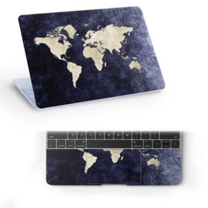 World Map 11.6-15.6 Inches Vinyl Skin Sticker Art Decal Protector Case for Laptop and Notebook(Blue)